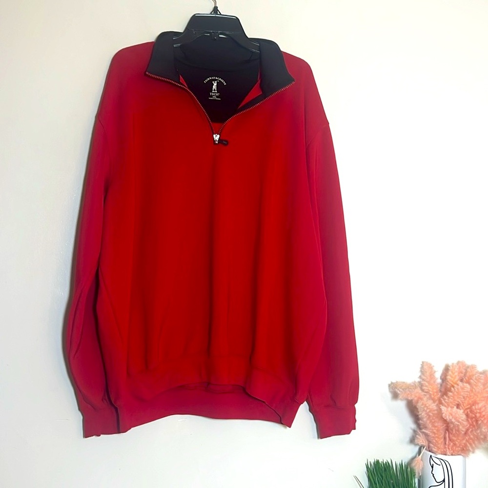 Fairway & Greene Tech Red 1/4 Quarter Zip Athletic Golf Sweater 2XL XXL